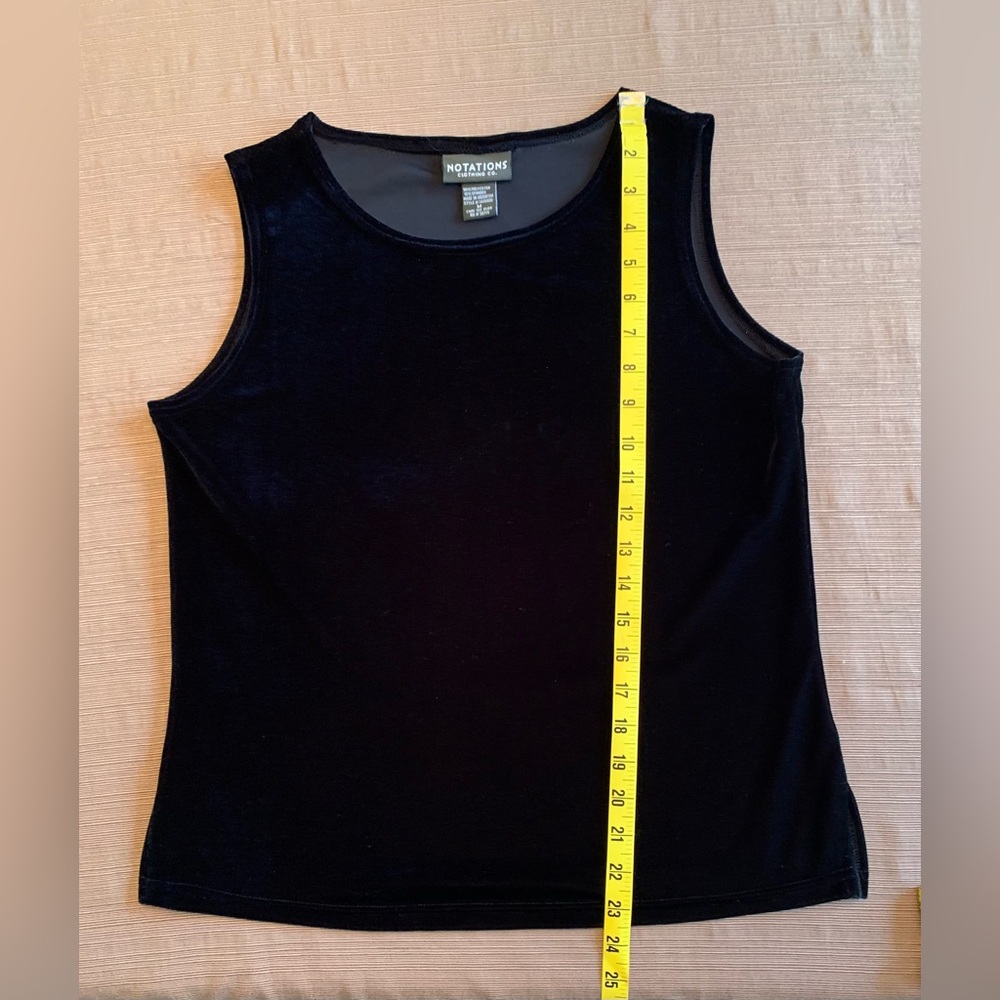 Notations Women's Elegant Black Velvet Tank Top Holiday Classic - Picture 4 of 7
